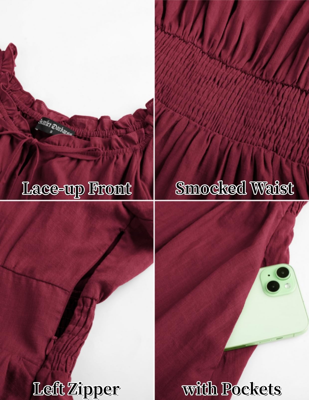 Scarlet Darkness Abito rinascimentale da donna con spalle scoperte e abiti western