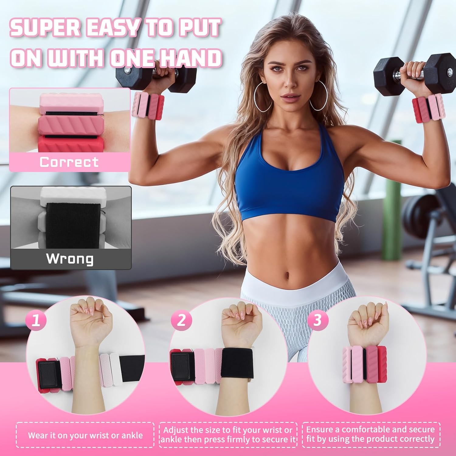 Pilates Ankle Wrist Weights for Women Set of 2 (1lb Each) With Resistance Bands Set, Adjustable Silicone Bangles for Arm Leg Weights & Exercise Bands Set Suitable for Working Out Walking Rehab Yoga Gym Home Exercise