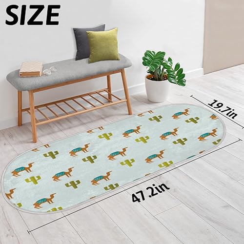 Miniatura 2 de Camel Cactus Oval Soft Fluffy Area Rug for Bedroom 20x47 Inch Plush Shaggy Bedside Carpet Non-Slip Absorbent Washable Floor Mat for Kids Room Living