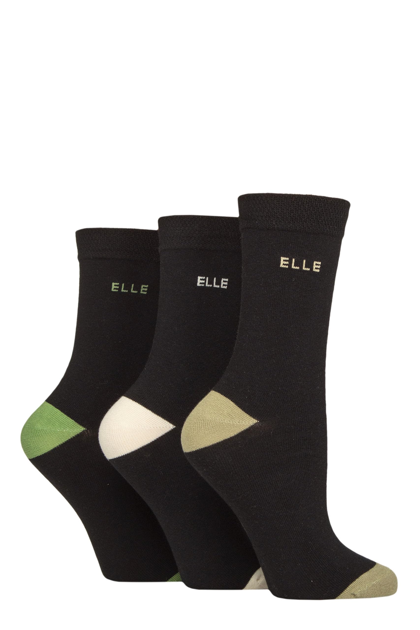 Elle Women's Forager Contrast Soft Cotton Socks - Plain, Striped And Patterned With Hand Linked Toes Multipack Of 3 Pairs Size 4-8 (Uk, Numeric, 4, 8, Regular, Regular, )