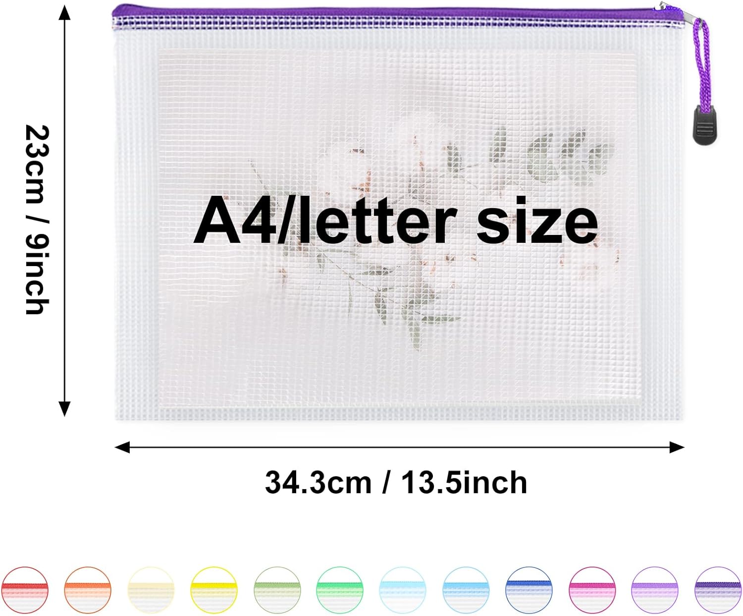 EOOUT 24pcs Mesh Zipper Pouch Bags A4 Document Bag, 13.5x9 Inches, Plastic Zip File Folders, Puzzles, Board Game Storage for Organizing Office Home - Image 3