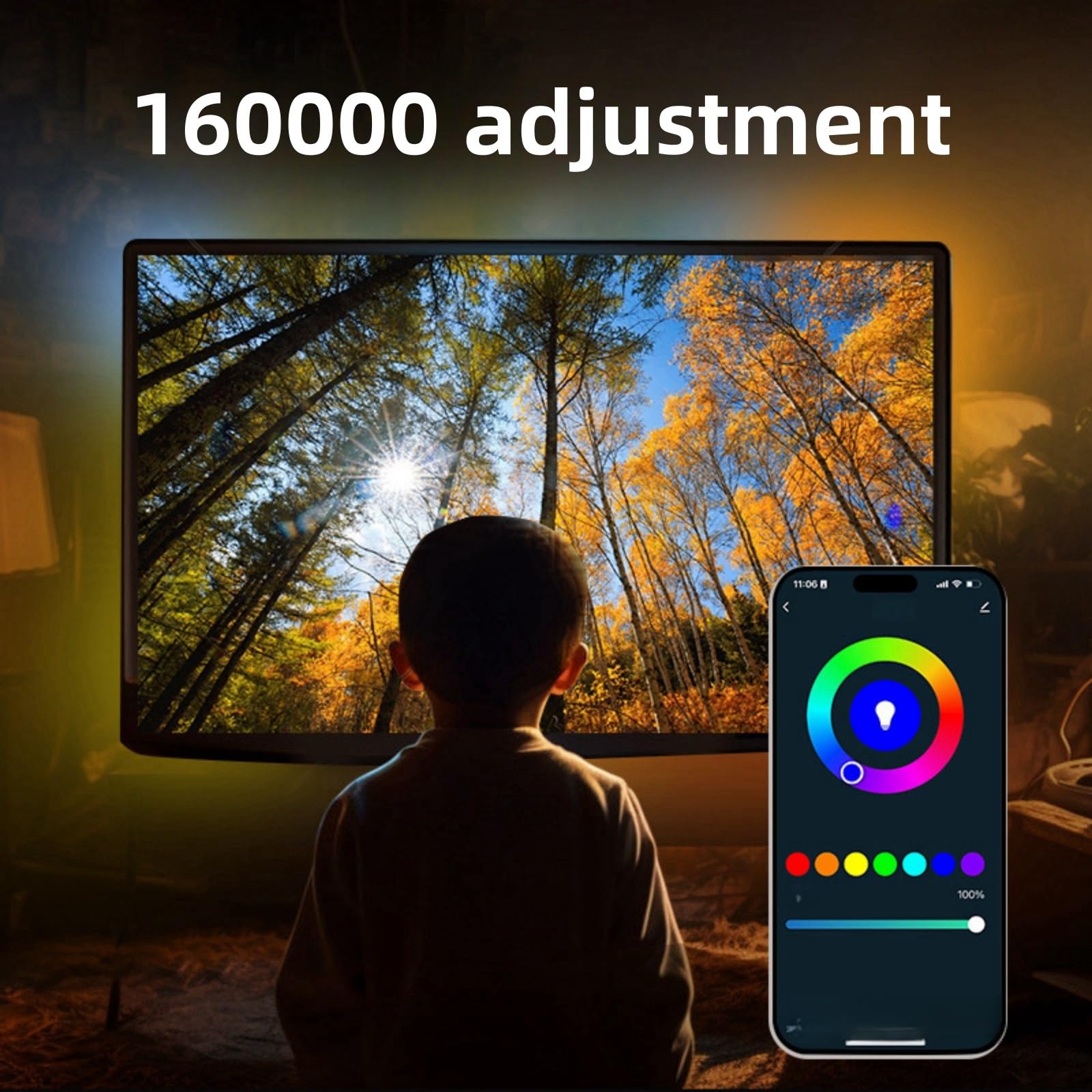 Tv Retroilluminazione A Led APP Streaming Striscia Luminosa Colorata Tv Retroilluminazione Sincronizzata Con Scree Tv Con Luce Dello Schermo Controllo Vocale Sincrono Luce Ambientale Di Fondo(75-85in)