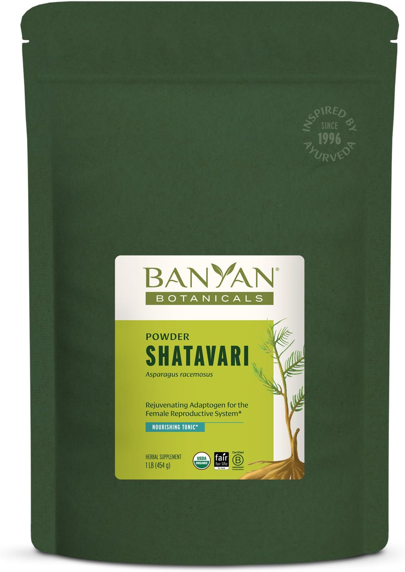 Banyan Botanicals Shatavari Powder โ Organic Asparagus Racemosus Root Powder โ Rejuvenating Adaptogen Tonic that Supports a Healthy Reproductive System* โ 1 lb. โ Non-GMO Sustainably Sourced Vegan