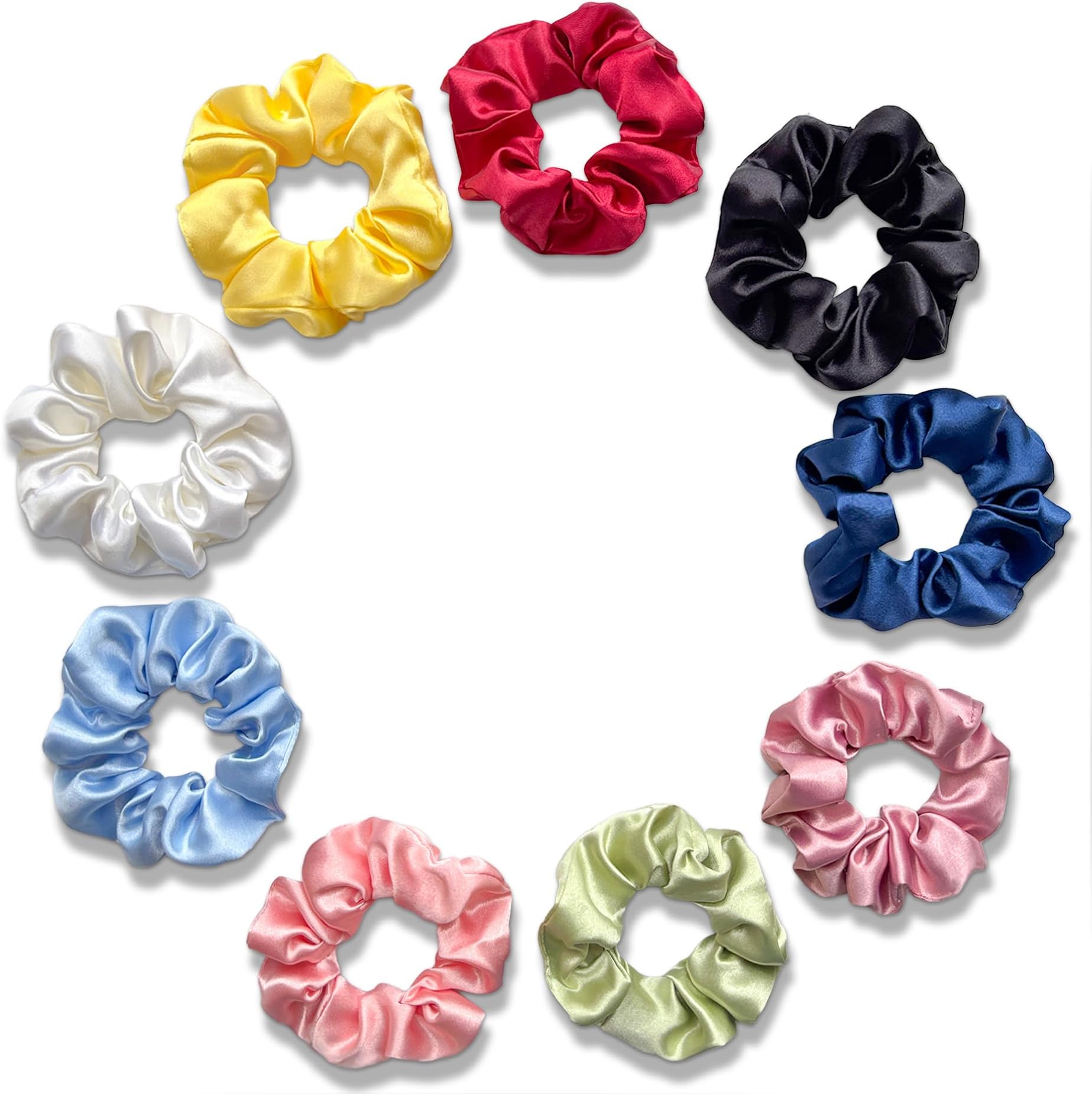 Silvr Bear Luxury Satin Scrunchies Set for Women, Girls | Anti-Hair-Breakage Hair Ties
