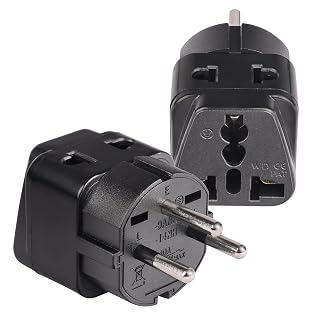 OREI India to Israel, Gaza, Palestine & More (Type H) Travel Adapter Plug - 2 in 1 - CE Certified - RoHS Compliant - 2 Pack - Black Color (P21-14-2PK)