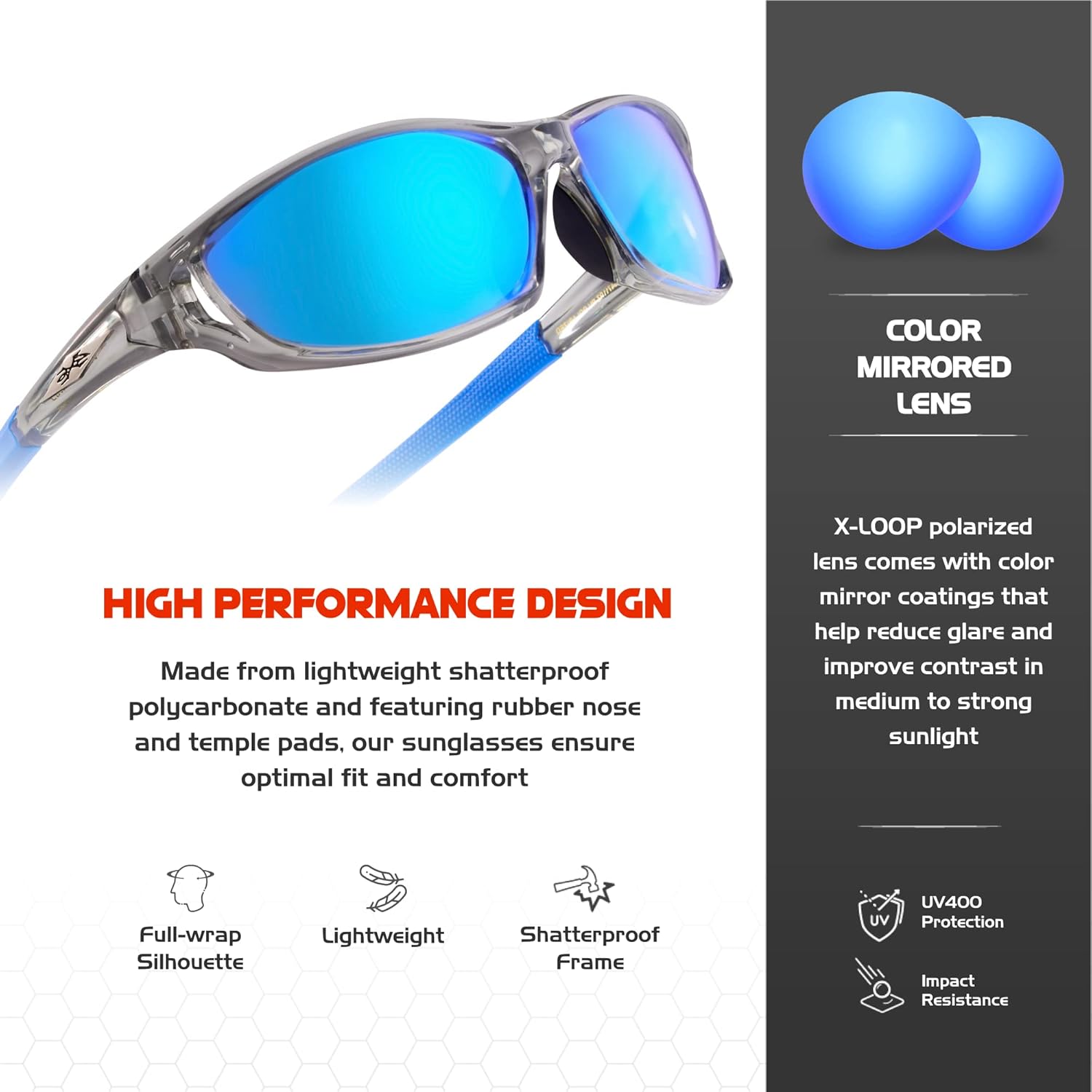 X LOOP Polarized Sports Sunglasses for Men - UV400 Baseball Running Cycling Golf Glasses - Image 3