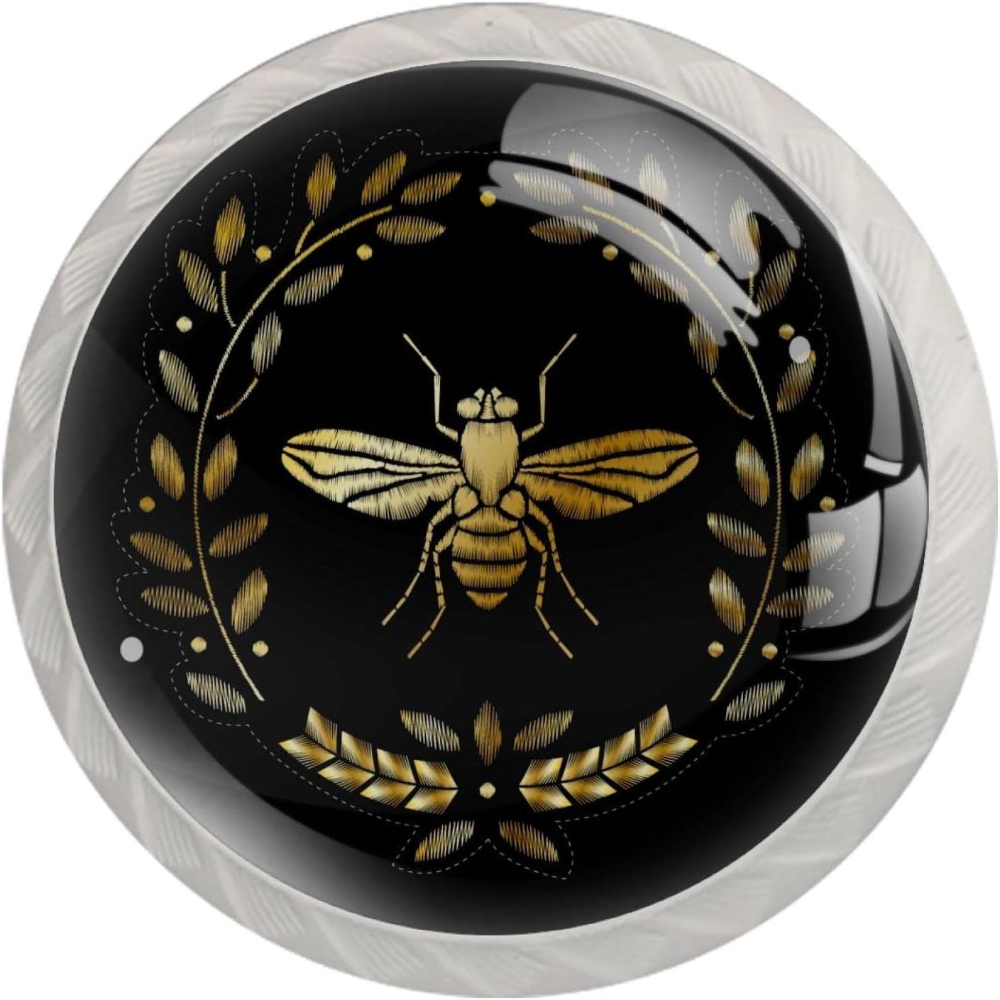 Golden Flying Bee Round White Handles Furniture Handle for
