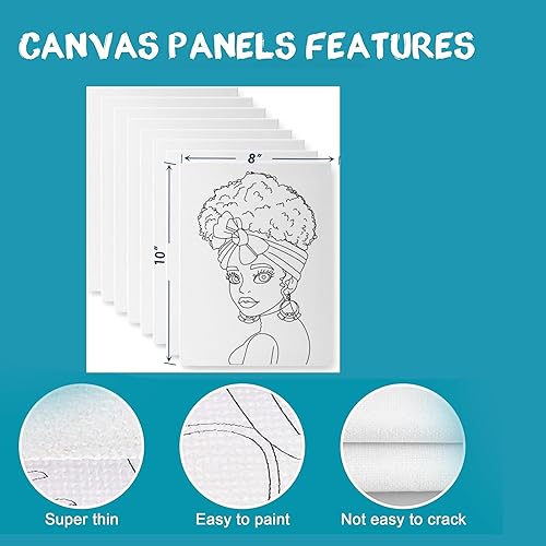 Miniatura 4 de YAHOOO Pre dibujado para pintar para adultos, paquete de 10 unidades de 8 x 10 pulgadas sin marco, sorbo y lienzo de pintura, lienzo dibujado para
