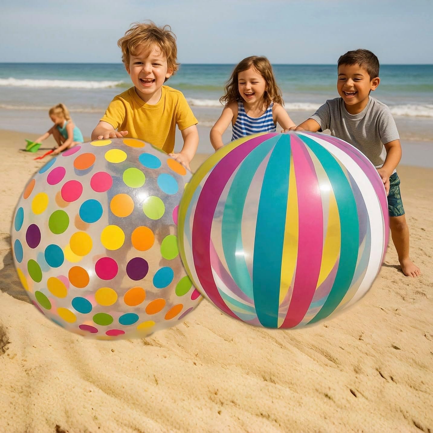 GiftExpress 40" Polka Dot Beach Ball - Giant Transparent Inflatable Ball for Swimming Pool Party - Summer Outdoor Water Toy & Decoration image 2 of 6 B0DZ5KLKJB