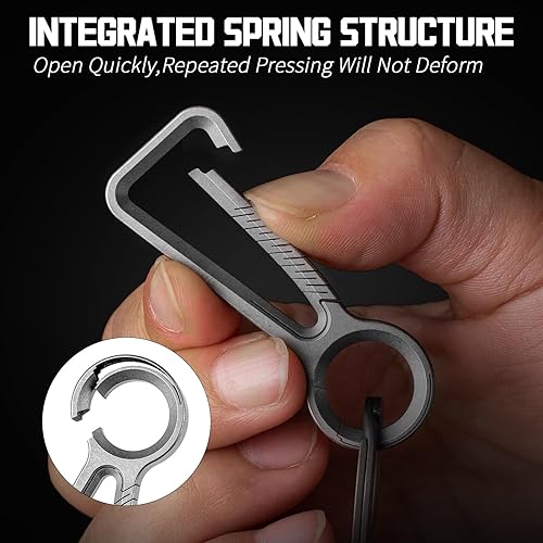 Miniatura 3 de Llavero con mosquetón de titanio, llavero de coche EDC resistente, ganchos de liberación rápida para hombre con llavero de titanio