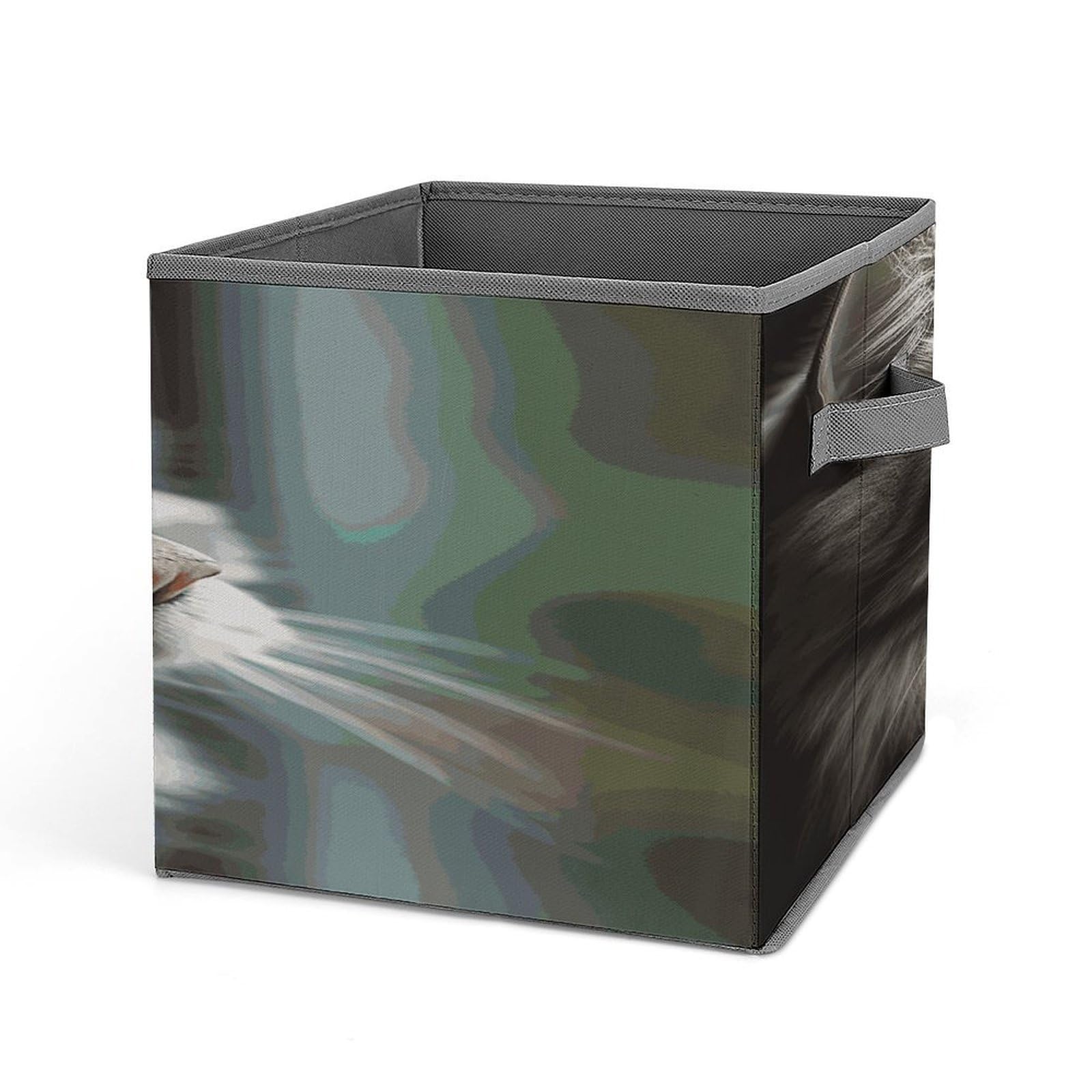 Fekiloot Style Gray Cat With Green Eyes Storage Bins Storage Baskets