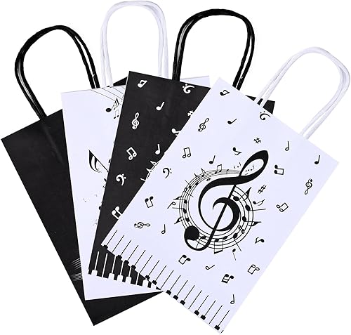 Miniatura 4 de 24 bolsas de regalo para notas musicales, bolsas de regalo de papel para redes sociales, temática musical, fiesta de cumpleaños, baby shower,