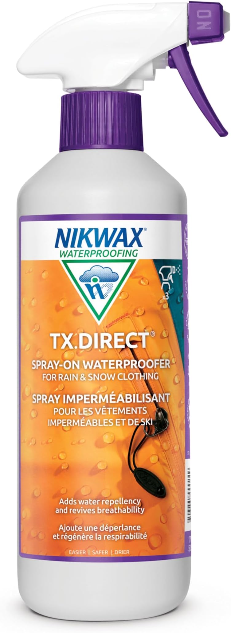 TX.Direct Spray-On Waterproofing, 500ml, High Performance Waterproofing Renewal Treatment Restores DWR Water Repellency in Jackets, Outerwear, Rain, Ski and Snow Gear