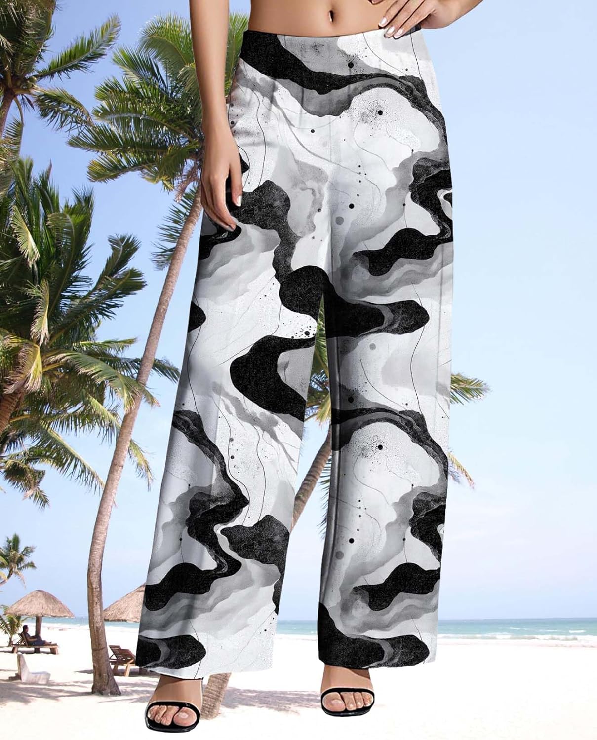 Womens Boho Pants Casual Oversize High Waisted Wide Leg Trousers Pattern Printed Ourdoors Pant for 2025 Summer - Image 2
