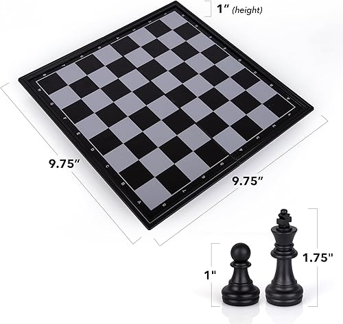 Miniatura 4 de Gamie Juego de ajedrez de viaje magnético, juego de mesa de ajedrez portátil plegable para niños, entretenidos juguetes de viaje por carretera,