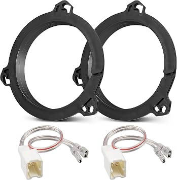NuIth 6.5 Inch Door Speaker Adapter Bracket W/Speaker Harness for 2004-2019 Nissan Frontier/Titan/Maxima/Murano/Teana Aftermarket Speaker Spacer Ring Kit, 1 Pair