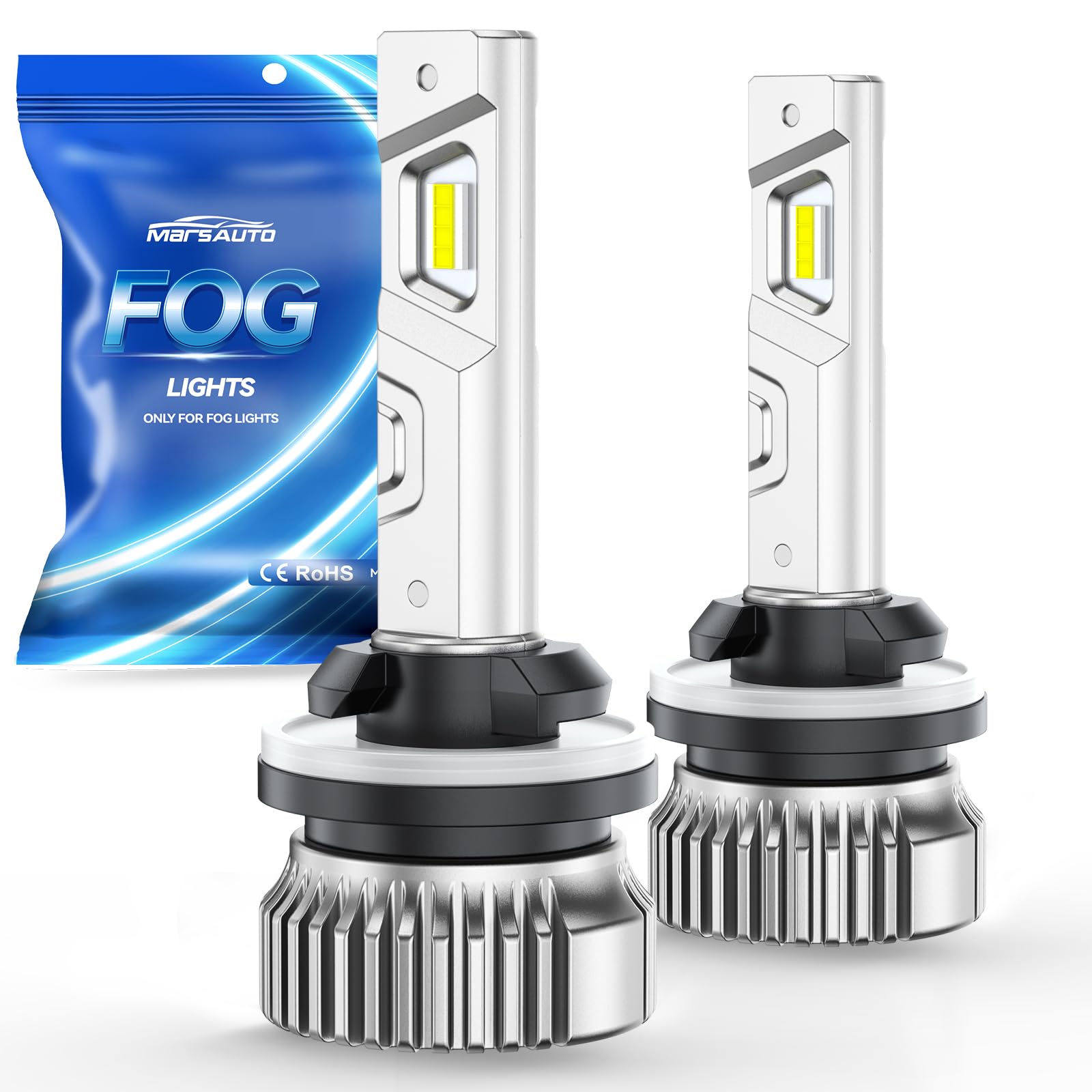 Marsauto 880 Led Fog Light Bulb, 12,000LM 881 893 899 Led Fog Light Bulb, 600% High Bright 6500K White Strong Penetration, Upgraded 1:1 Mini Size 880 Fog Lights, Powersports Accessory Light Kits