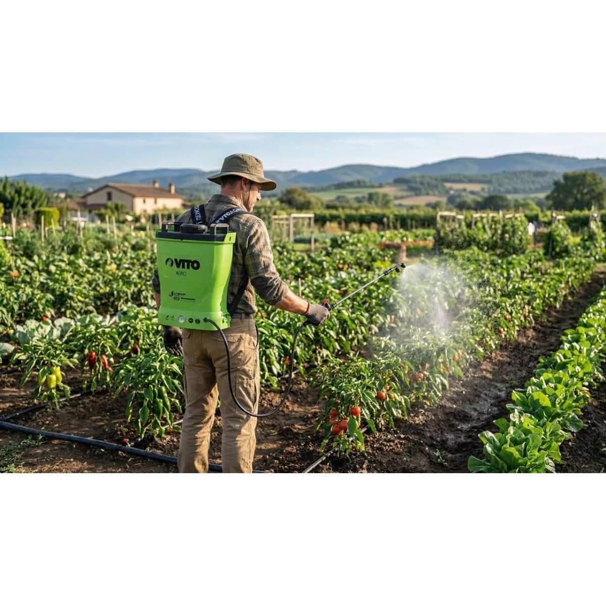 VITO - Pulvérisateur à Batterie Lithium 12V/8AH 16L 6 Bars Poids léger Chargeur Inclus Végetaux Jardin toitures