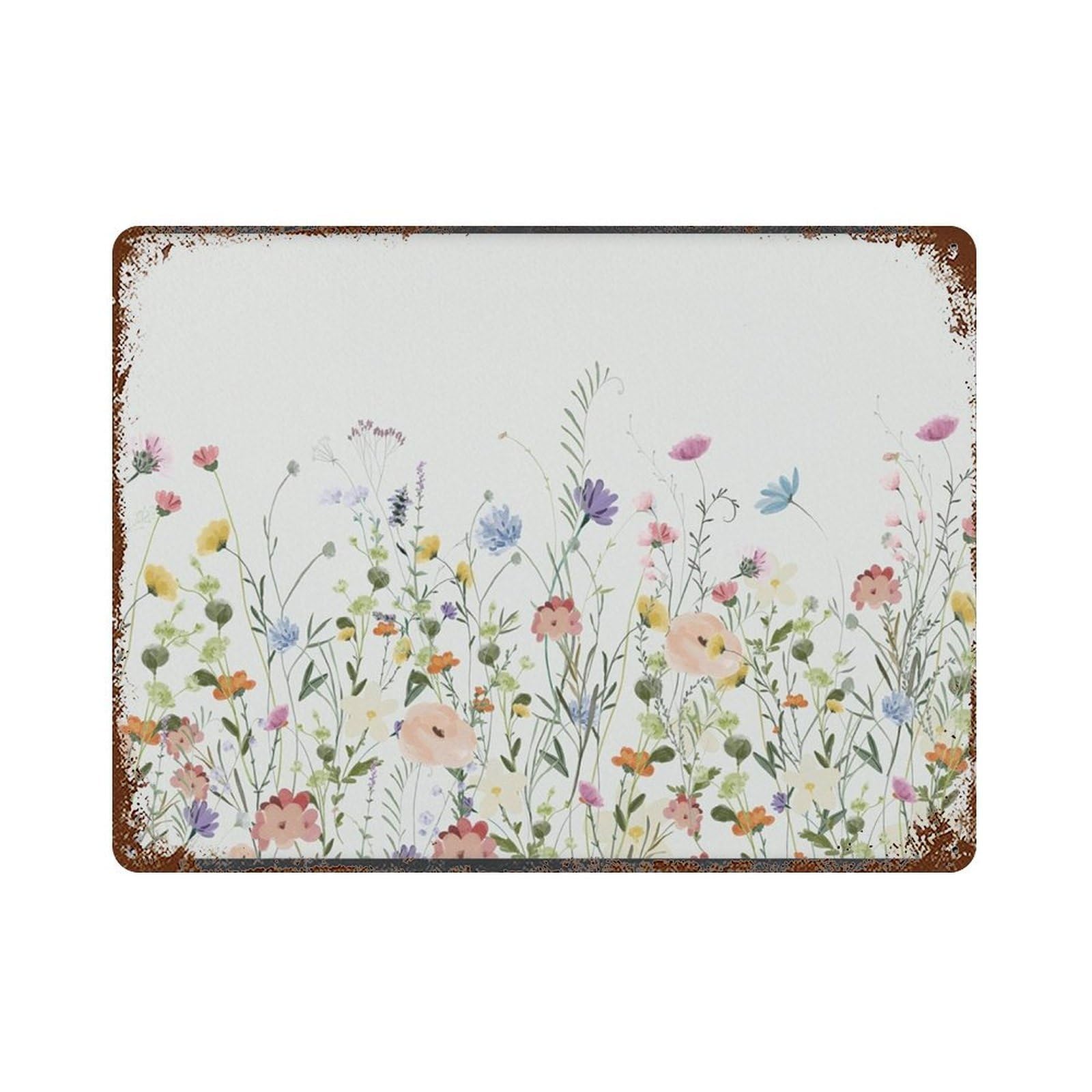 xiaoxiaoshen Watercolor Wildflowers, Minimalist Bohemian-style Plants And Flowers Wall Decor Art Metal Tin Poster Modern Home Decor Art Home Bar Shop Decorations Vintage Sign 30x40cm