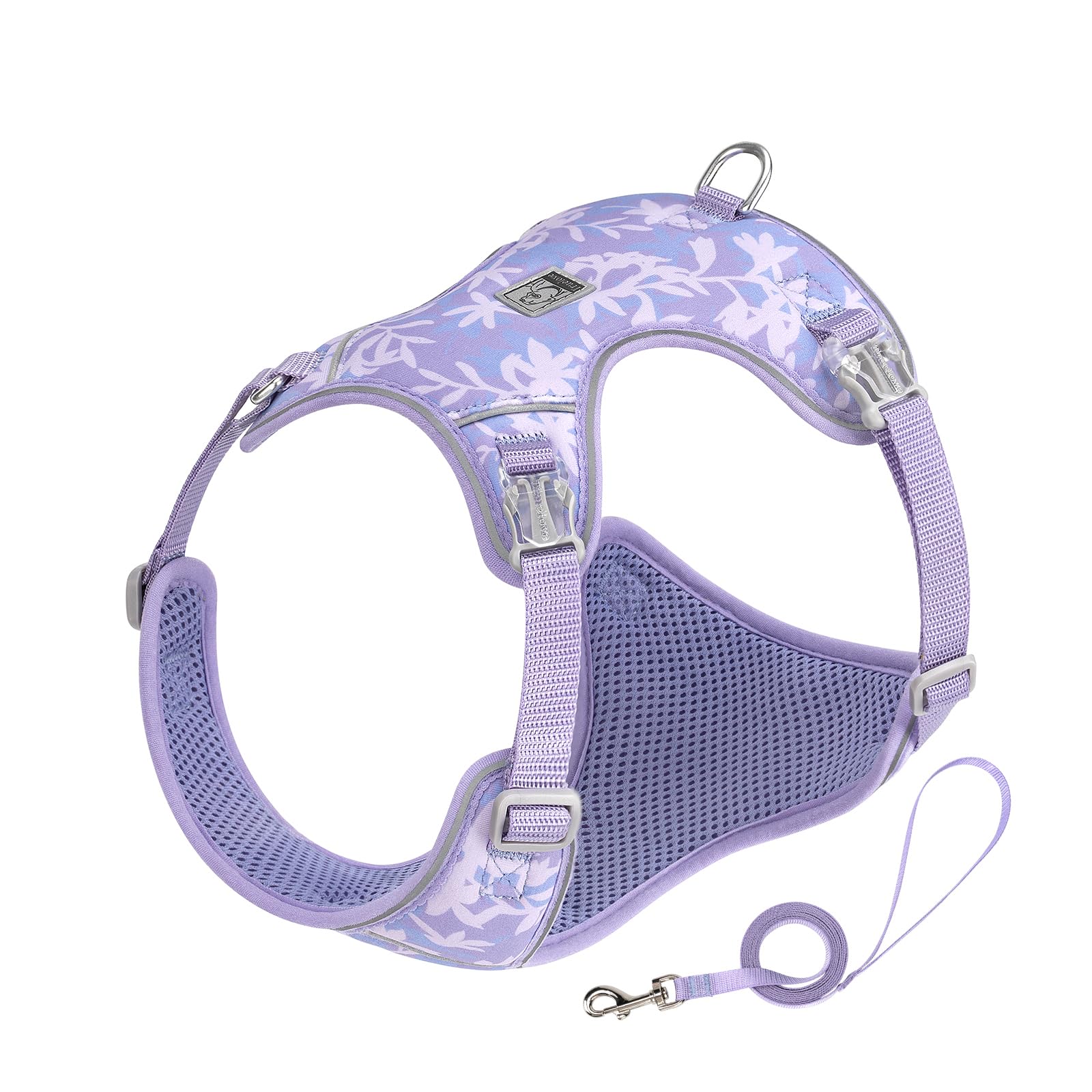 Truelove Dog Harness and Lead Set, Adjustable Breathable Reflective Ultralight Puppy Harness for Extra Small Dogs, Pet Vest Harness (Regal Orchid,XS)