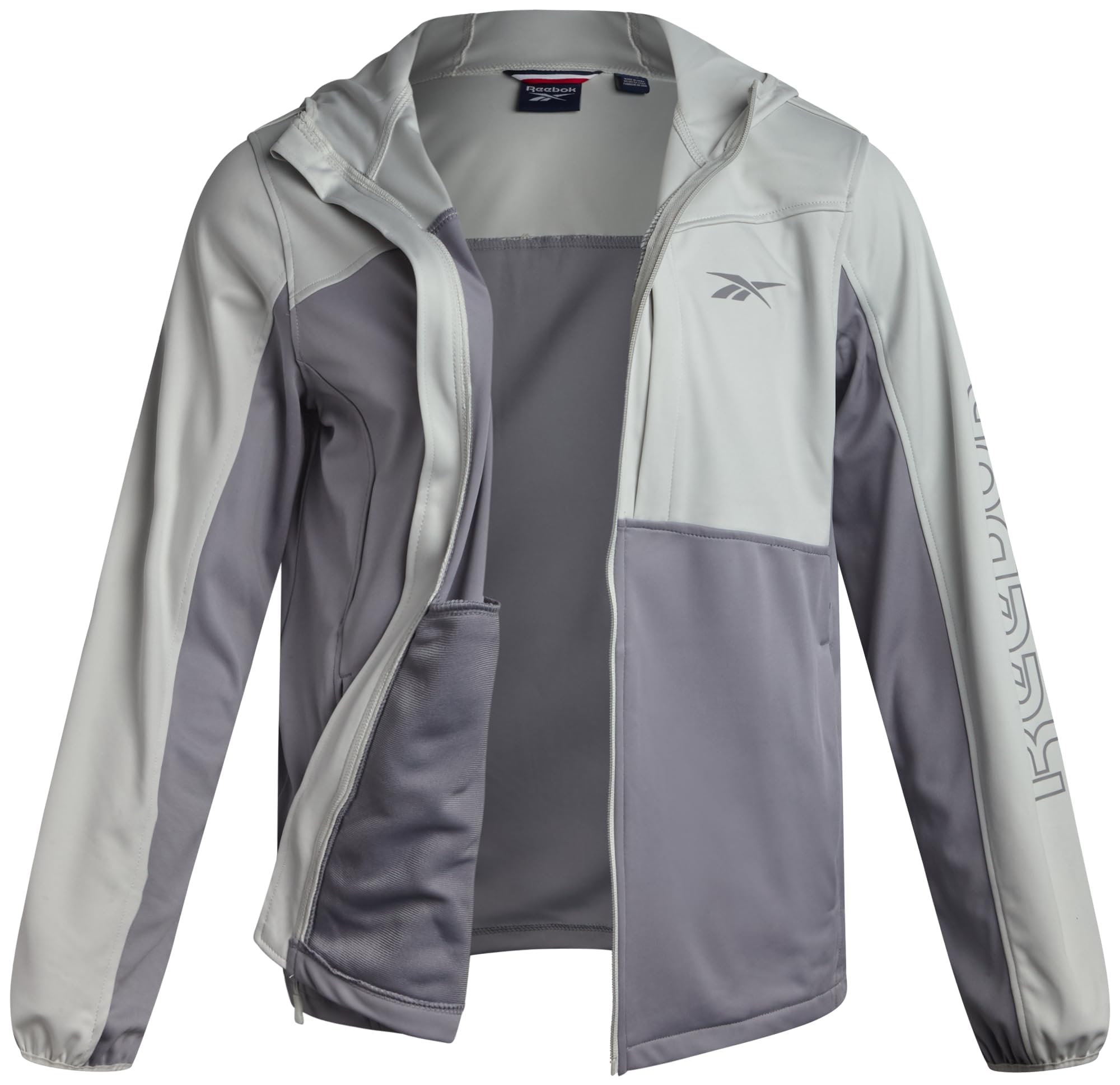 Reebok Mens Softshell Jacket - Lightweight Fleece Mens Jacket with Hood - Weather Resistant Zip Up Windbreaker Coats for Men