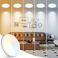 Vista 1 de Peasur 7 inch LED Ceiling Light, 3000K/3500K/4000K/5000K/6500K Adjustable Flush Mount Light Fixture,1500LM 15W Thin White Round Lamp for Hallway