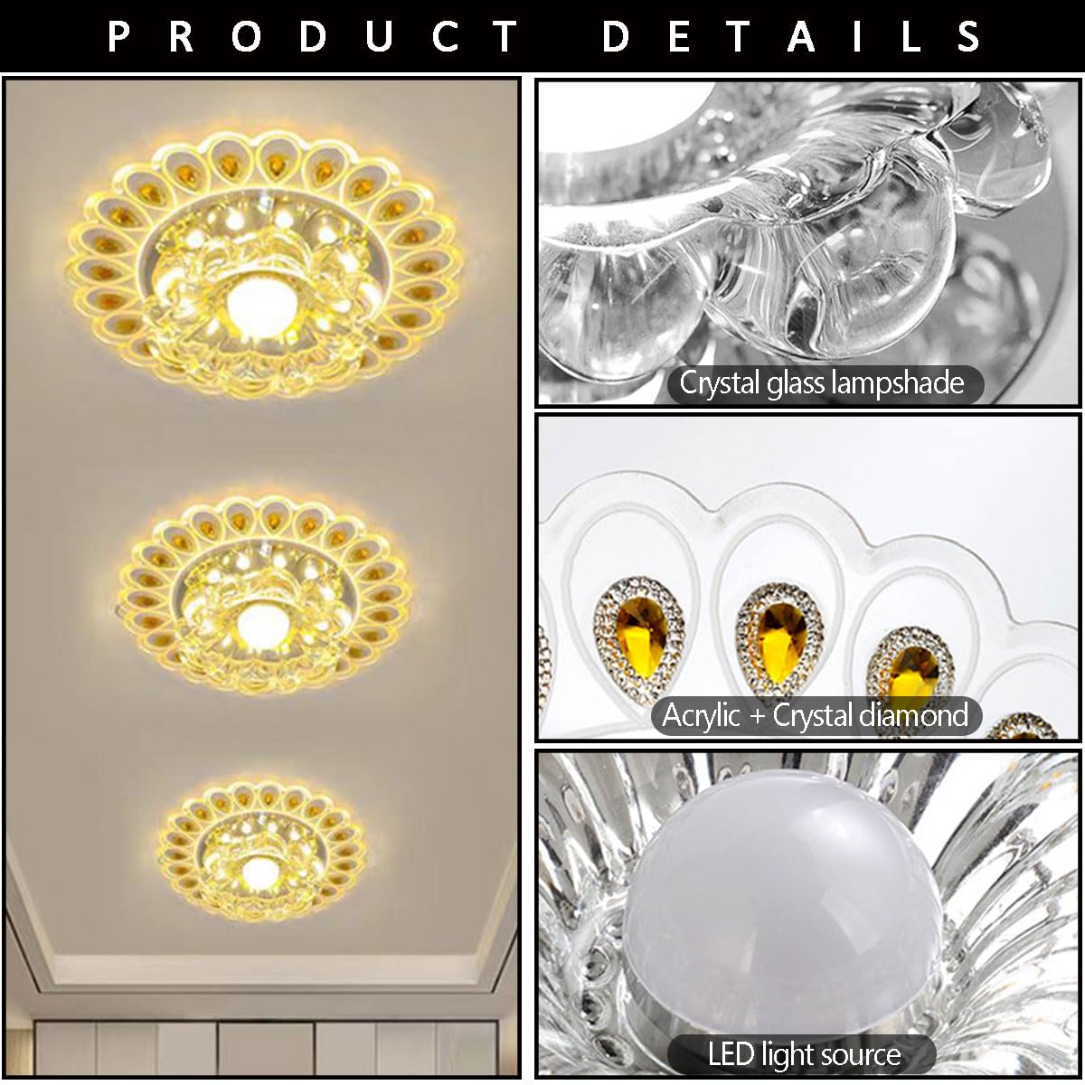 Paquete de 7 focos LED empotrables de Cristal Regulables para Techo, Ideales para Sala de Estar, Pasillo e iluminación Interior del hogar. Foco LED empotrable Moderno de 5 W c,