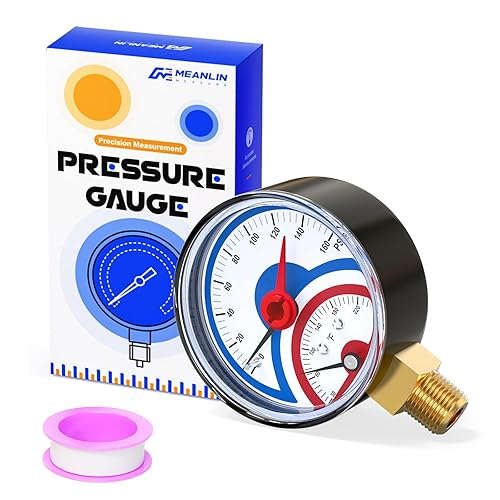 Miniatura 8 de MEANLIN MEASURE Manómetro térmico de acero inoxidable de 0-160 psi, 30-250 , llenado de líquido, esfera de cara NPT de 2.5 pulgadas, con cinta de