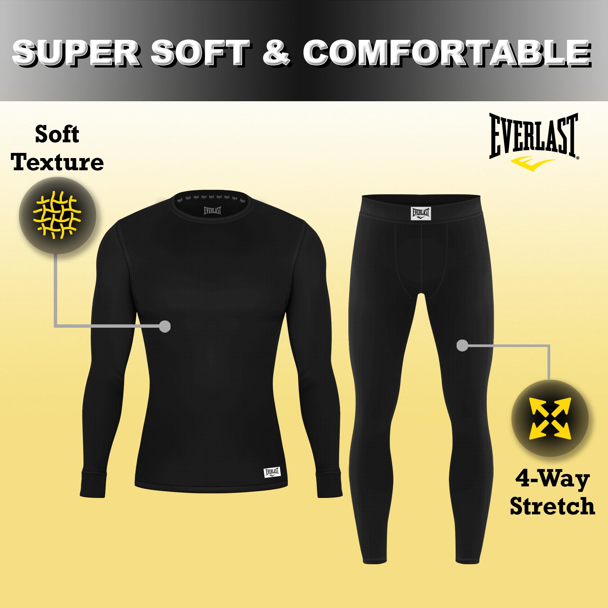 Everlast Thermounterwäsche-Set für Herren – Warmes Herren-Thermo-Shirt & lange Unterhose – kaltes Wetter, isoliertes Unterhemd für den Winter