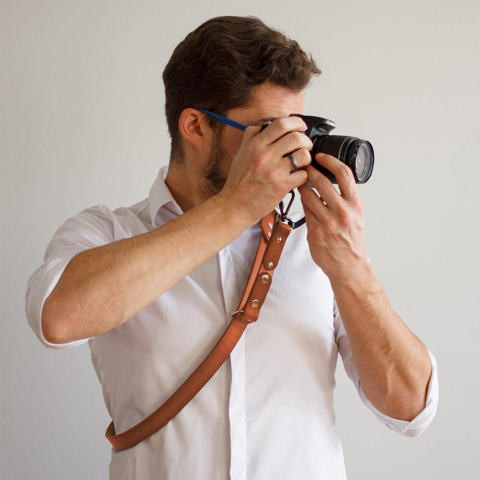 Bandoulière pour appareil photo, bandoulière réglable en cuir pour appareil photo, bandoulière fine universelle pour appareil photo numérique SLR Messenger pour décompression pour tous les