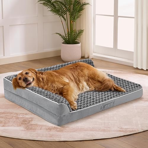 Cama para perros de tamaño grande, cama ortopédica XL para perros grandes, cama impermeable para mascotas con funda extraíble lavable, sofá para
