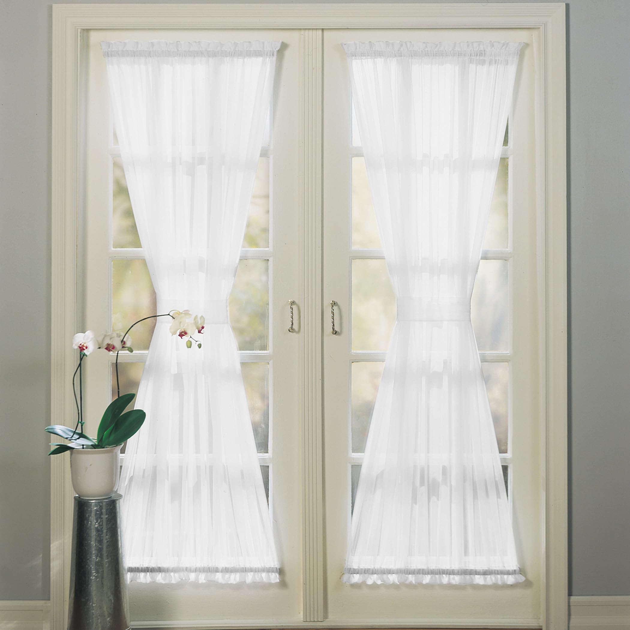 No. 918 Emily Sheer Voile Rod Pocket Door Curtain Panel, 59" x 72", White
