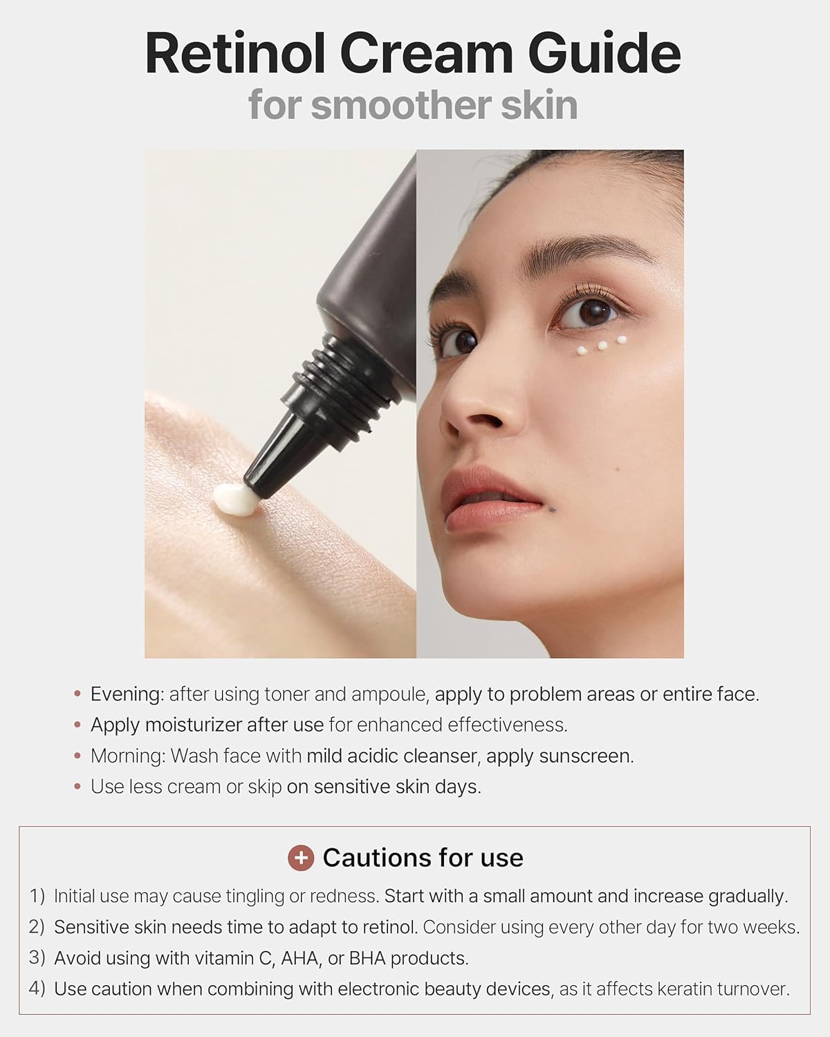 Retinol Cream - Korean Retinol Vitamin A Face Moisturizer - Lifting, Skin Renewal and Wrinkle Improvement Night Treatment with Peptides - Dermatologically Tested, Vegan Formula, 0.7 oz. - Image 5