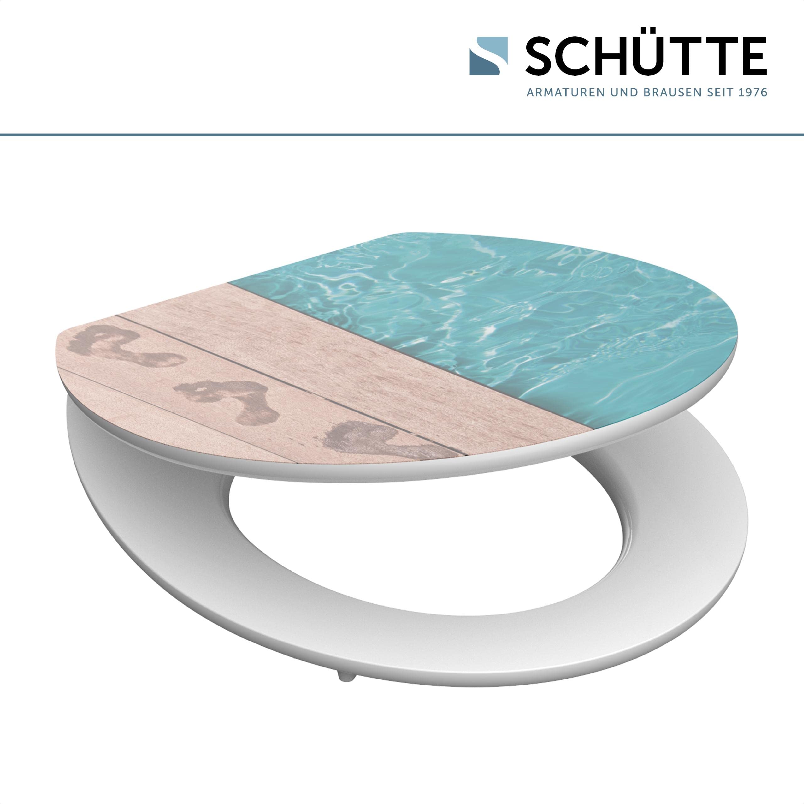 SCHÜTTE 80539 - Sedile copriwater in MDF con anima in legno High Gloss, motivo Poliside, con abbassamento automatico