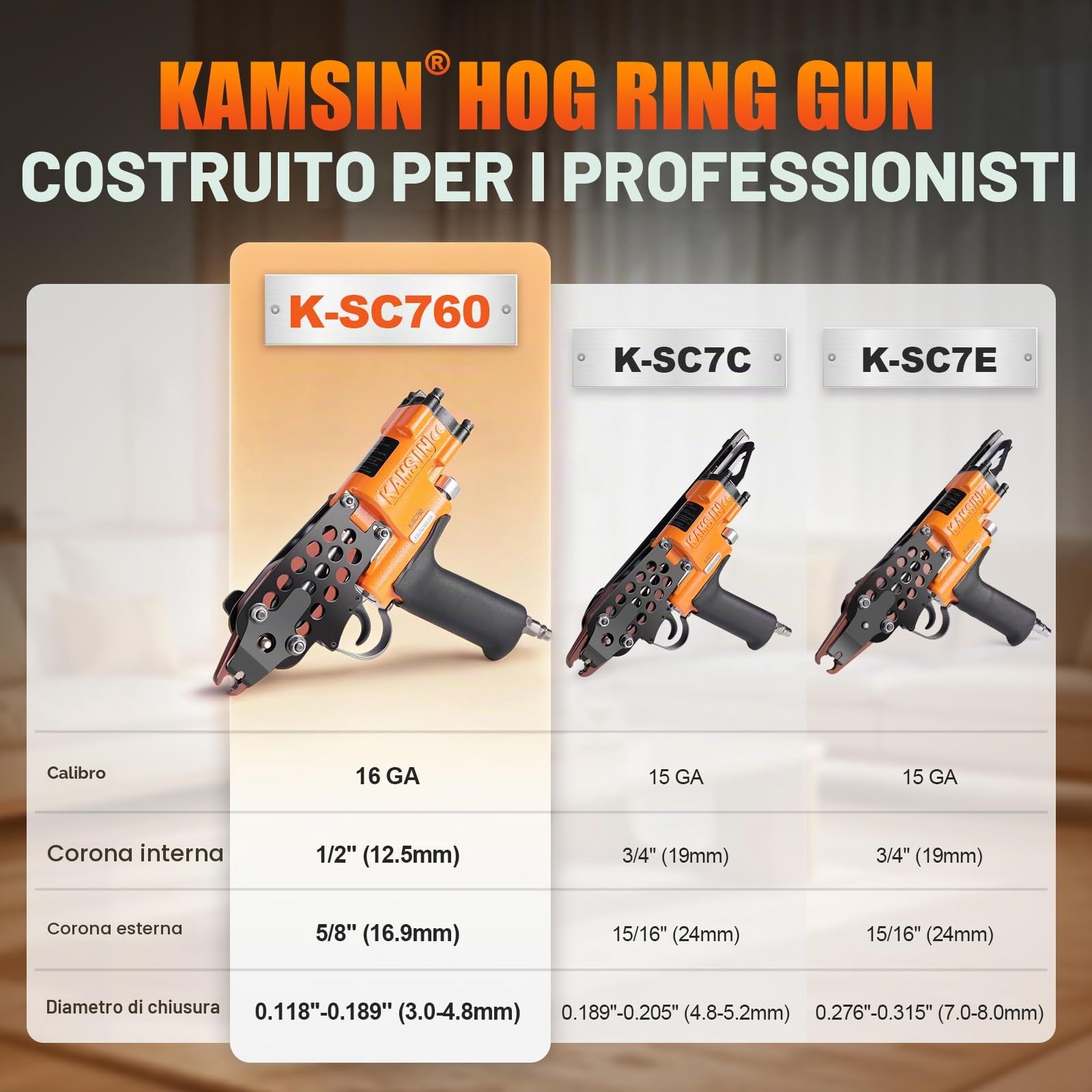 KAMSIN K-SC760 Pistola pneumatica ad anello a C, calibro 16, Diametro di chiusura di 3,0 mm Strumento di pinza per anelli di maiale a risparmio di manodopera per gabbie