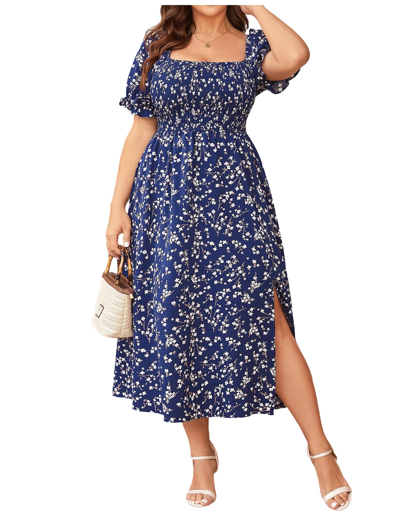 Verdusa Women's Plus Size Dresses Summer Boho Floral Wedding Guest Dress