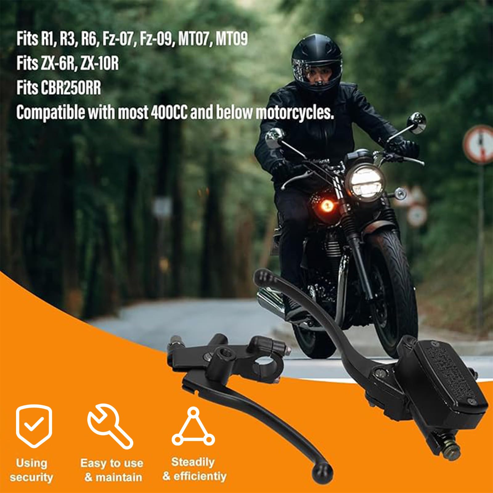 Tissting Cilindro Maestro de Embrague de Freno, Doble Bomba Hidráulica de Aluminio Forjado CNC con Tanque de Aceite 14 ml y Mirilla, Palanca Manillar Izquierda Derecha para Motocicleta Universal