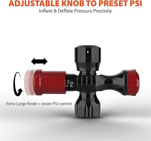 Miniatura 2 de Skwiki - Inflador de CO2 para bicicleta a presión, regula la presión de los neumáticos al nivel deseado, funda de agarre aislada, compatible con