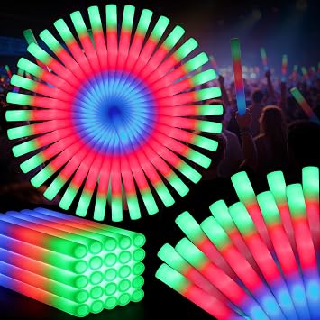 SHQDD 125PCS Foam Glow Sticks Bulk, Light up in the Dark Party Supplies with 3 Colorful Flashing Modes, Glow Party Pack for Wedding, Birthday, Concert, New Year, Halloween, Christmas,Carnival