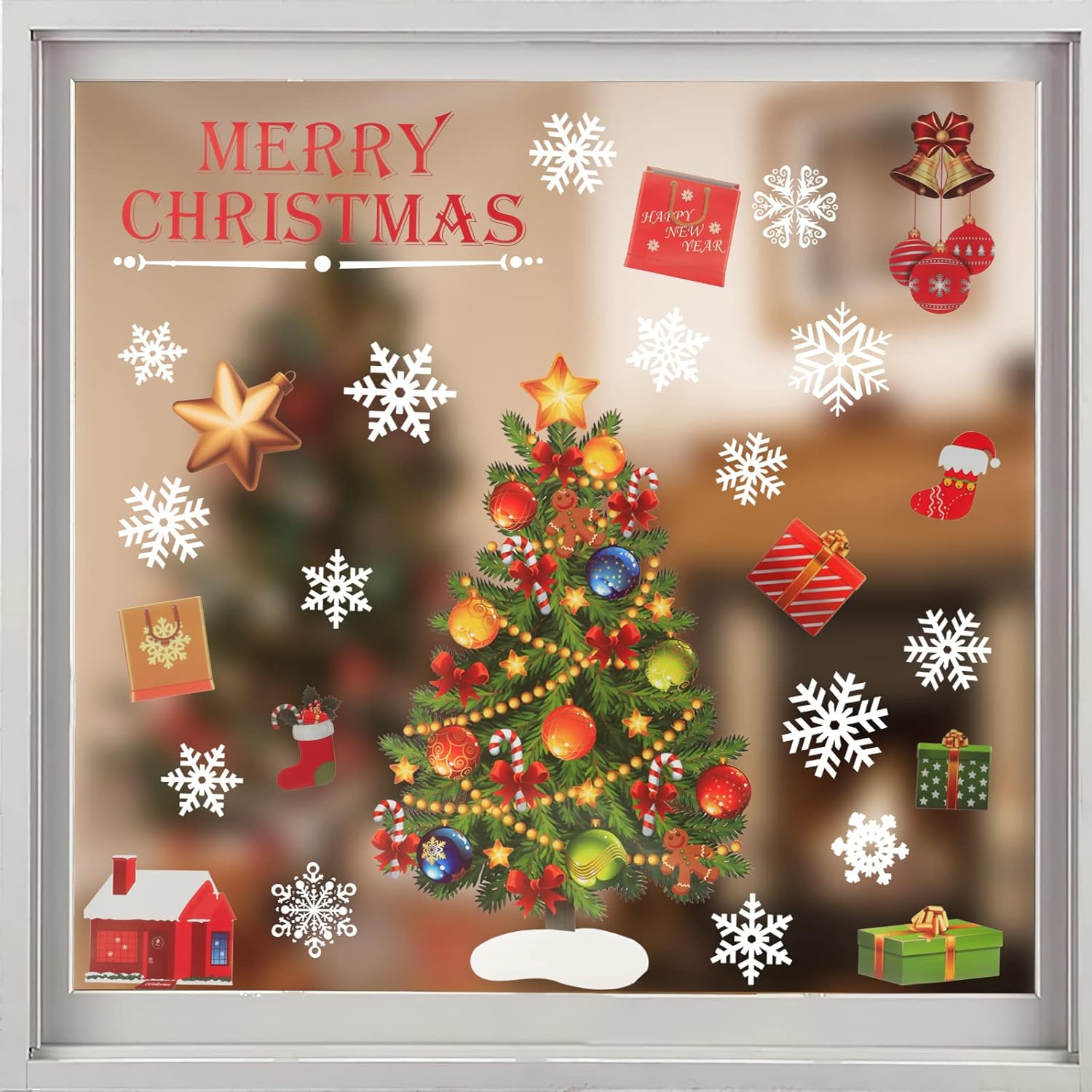 Christmas Window Clings, 2 Sheet Double Sided Christmas Window