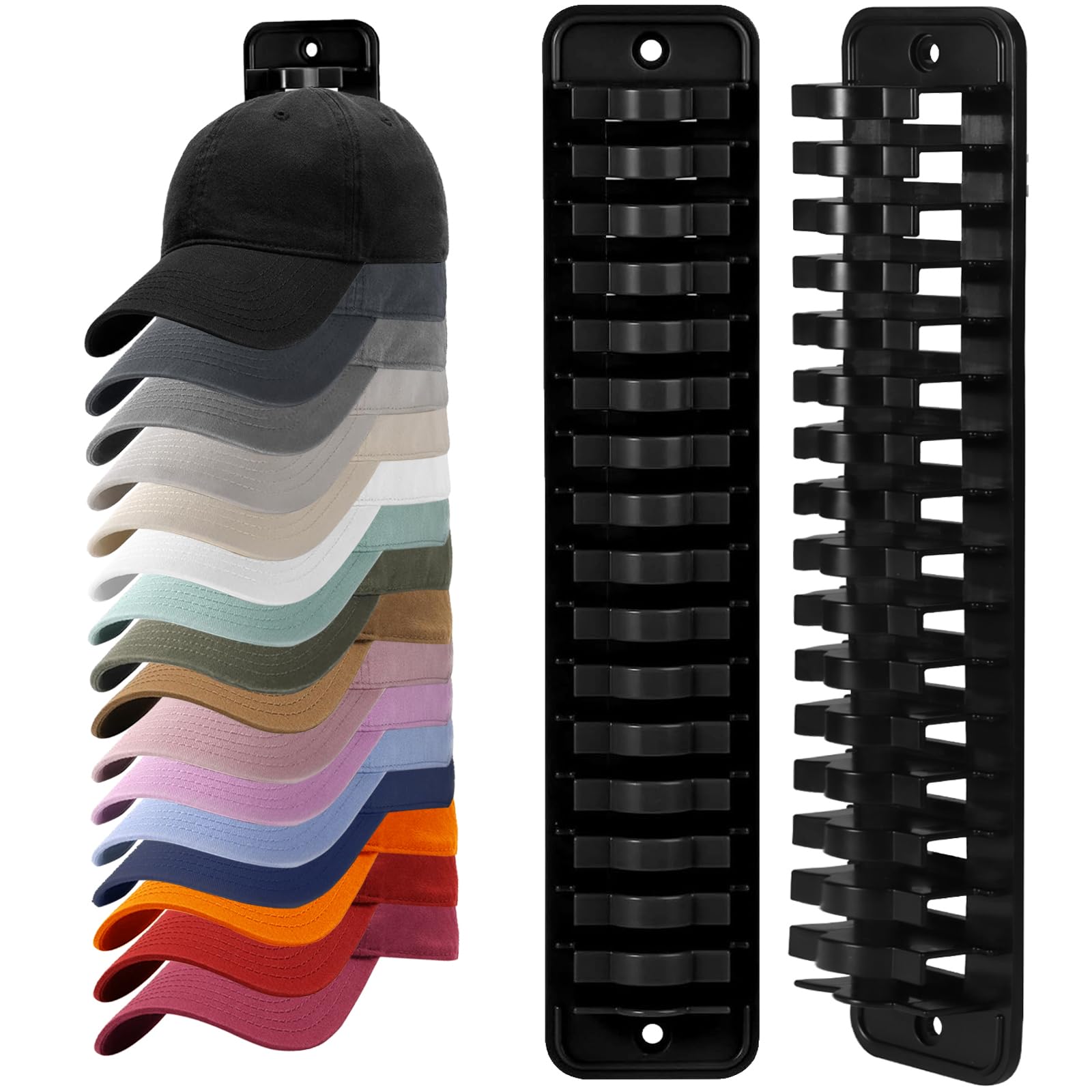 Hat Organizer for Baseball Caps, 1 Pack Hat Rack Adhesive Hat Hooks for Wall Hold Up to 16 hats, 10.3 * 2.1 inch Hat Storage Display Hat Hanger Holder for Door Closet, Patent Pending