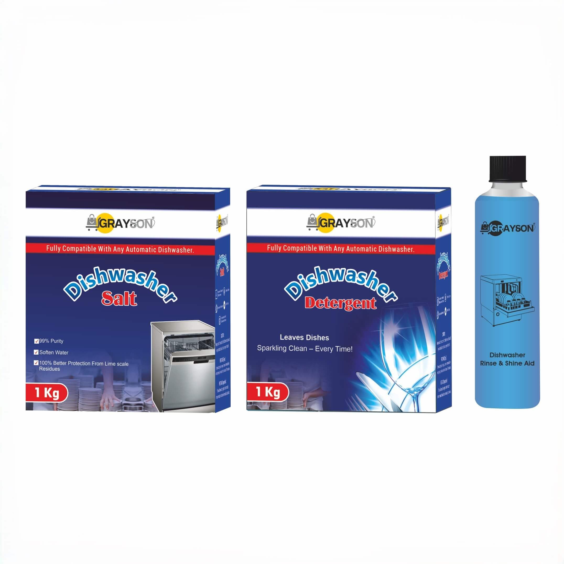 GRAYSON Dishwasher Combo | Dishwasher Detergent Powder (1 Kg) | Dishwasher Salt (1 Kg) | Rinse Aid (500 Ml)-picture-31