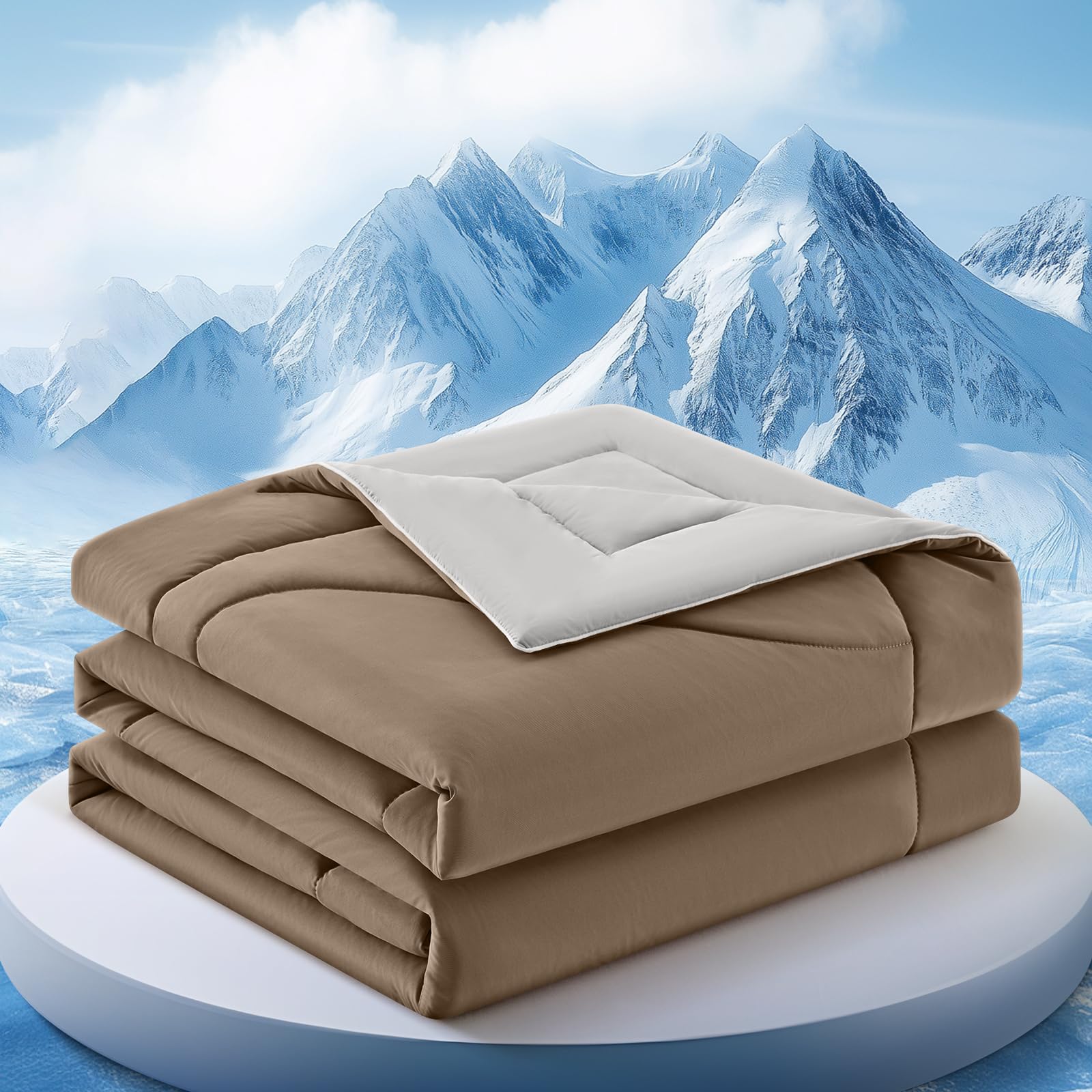 Cooling Comforter Queen Size for Hot Sleepers，80″x90″, Brown