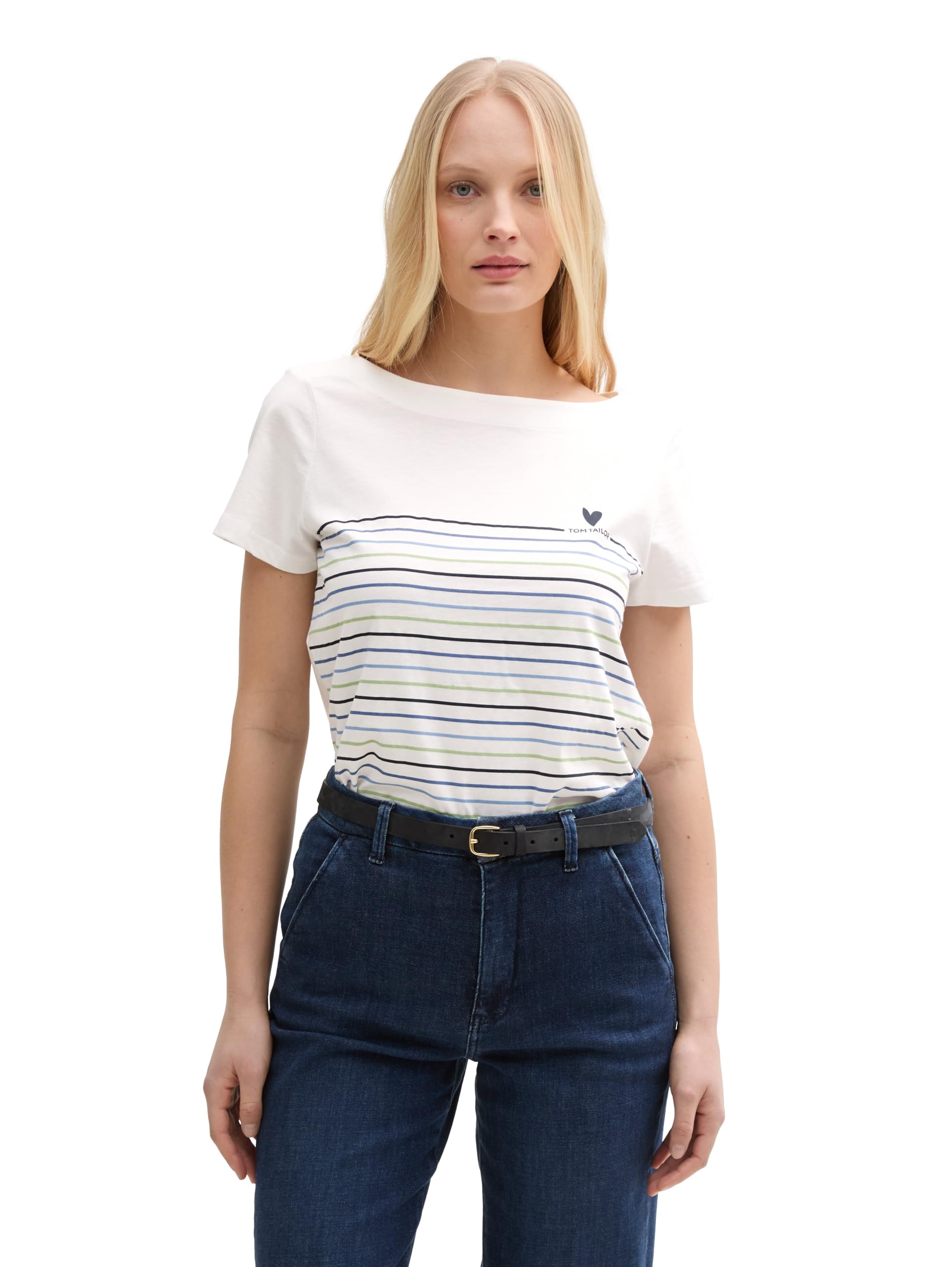 Tom Tailor Damen T-Shirt mit Streifenmuster