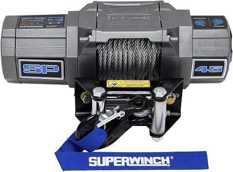SUPERWINCH SP 45, 4500 lb Capacity, Roller Fairlead, 10 ft Remote, 15/64 in x 40 ft Steel Rope, 12V, Kit