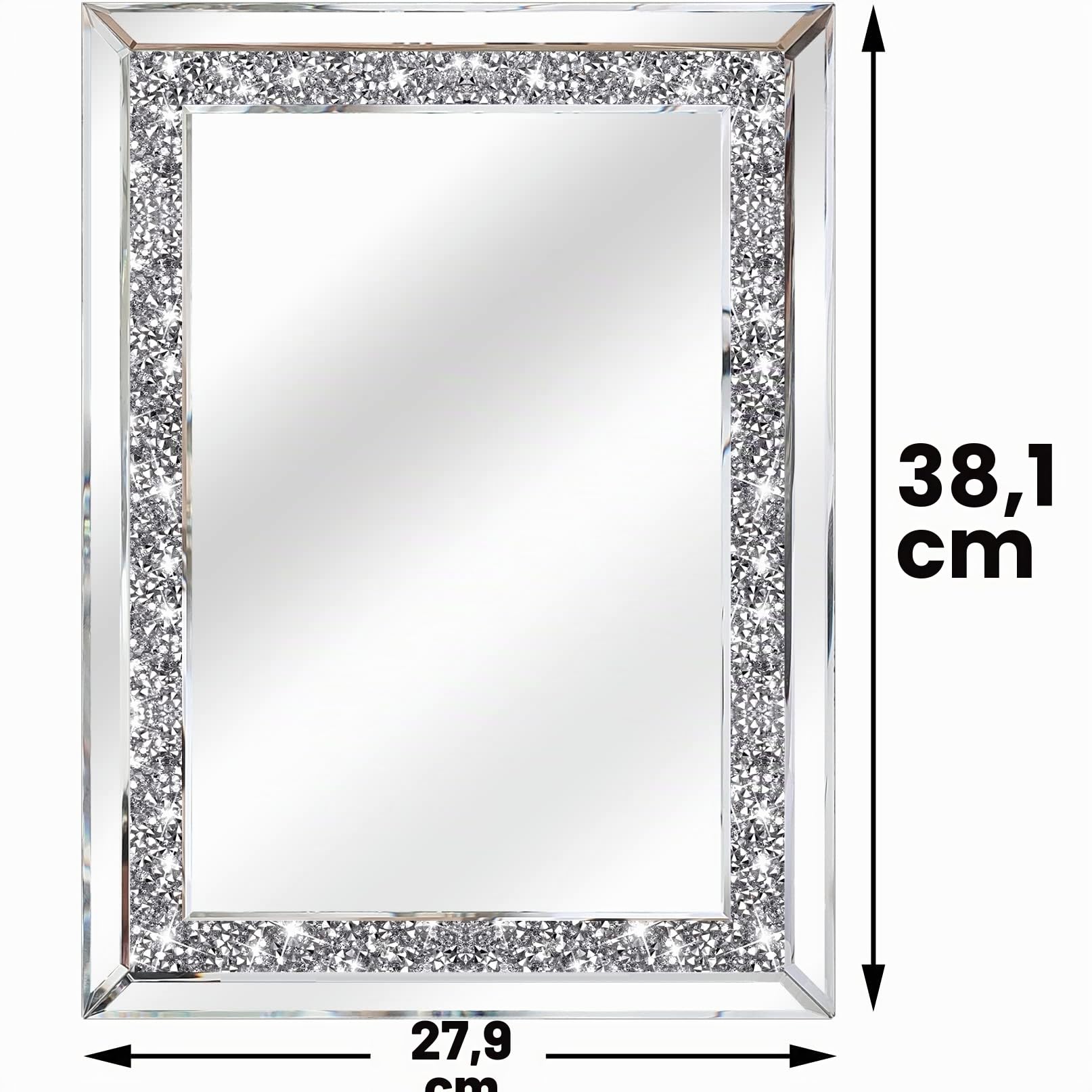 ZOLAPI, 2 specchi da parete in cristallo con diamanti sintetici, brillante specchio in vetro impiombato a mano. Specchio decorativo per corridoio, bagno, camera da letto, 28 x 38 cm
