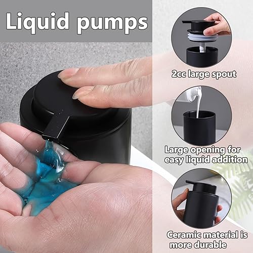 Miniatura 4 de BSDISP Juego completo de accesorios de baño de color negro mate, juego completo de accesorios de baño de cerámica, incluye bomba dispensadora de