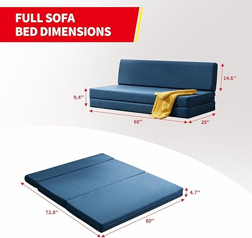 Miniatura 3 de PUREMIND Sofá cama plegable de tamaño matrimonial, sofá cama, silla de invitados, colchón de espuma plegable, colchón convertible tapizado para sala