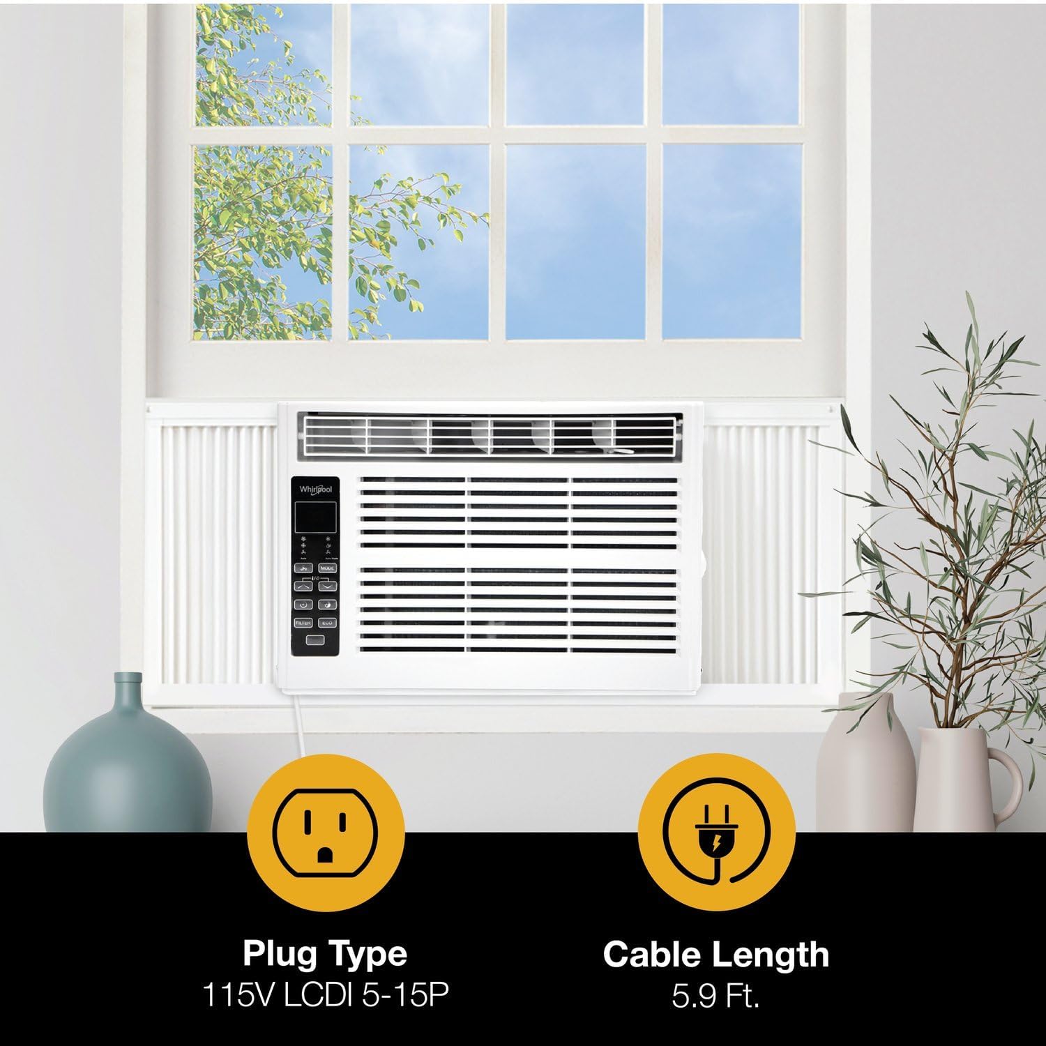 Whirlpool 8,000 Btu Window Air Conditioner With Dehumidifier...