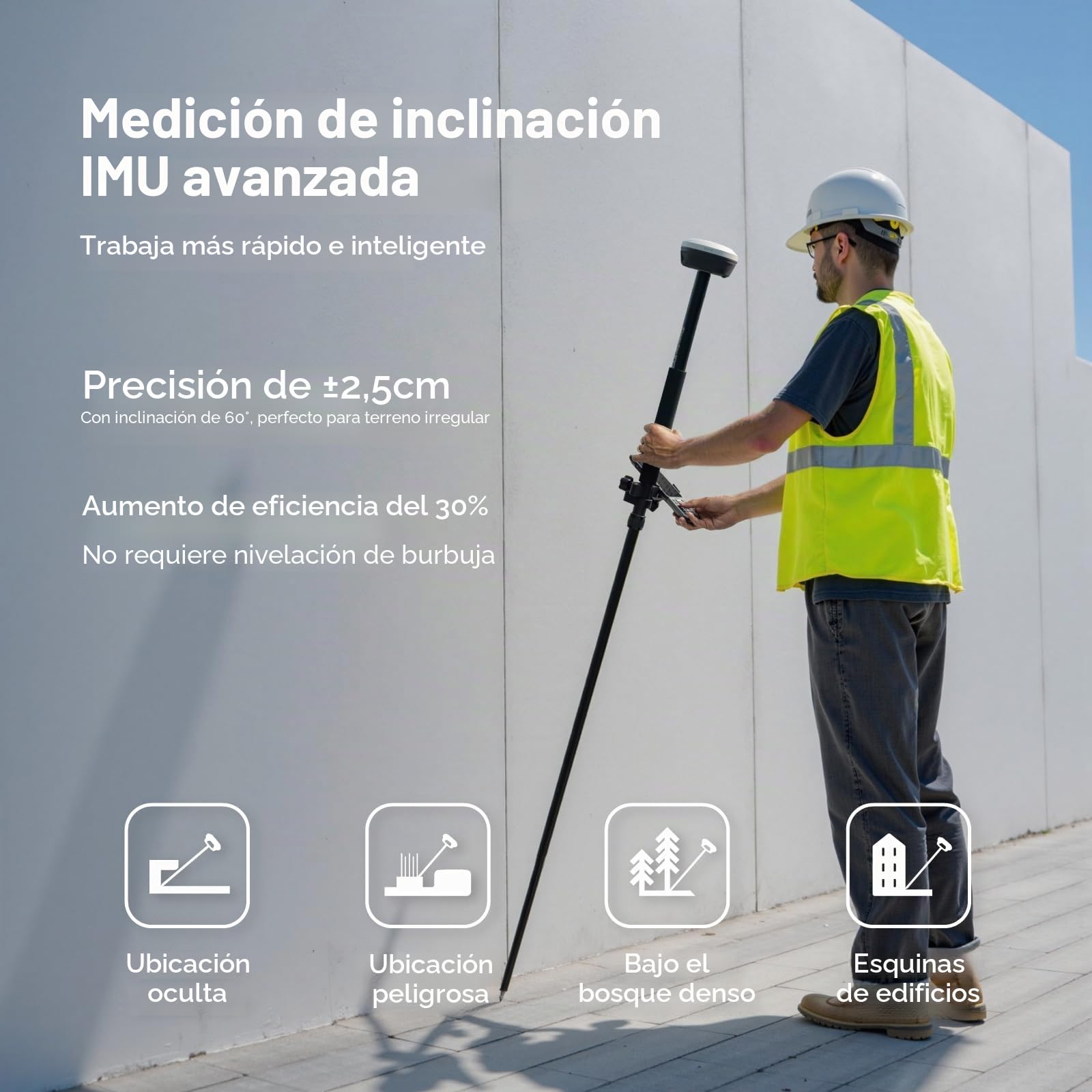 E1 Lite GNSS RTK GPS Equipamiento para Medición Precisa, Detección de Terreno y Mapeo Topográfico, con Corrección CORS, Colector SC200 y Software